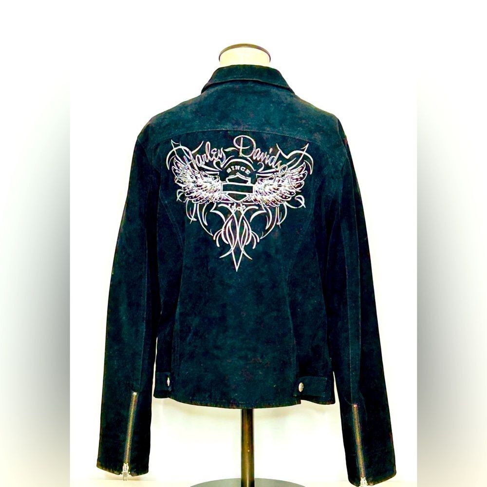 Harley-Davidson® Women's Soar Sueded Jacket, Black Suede Leather sz Medium